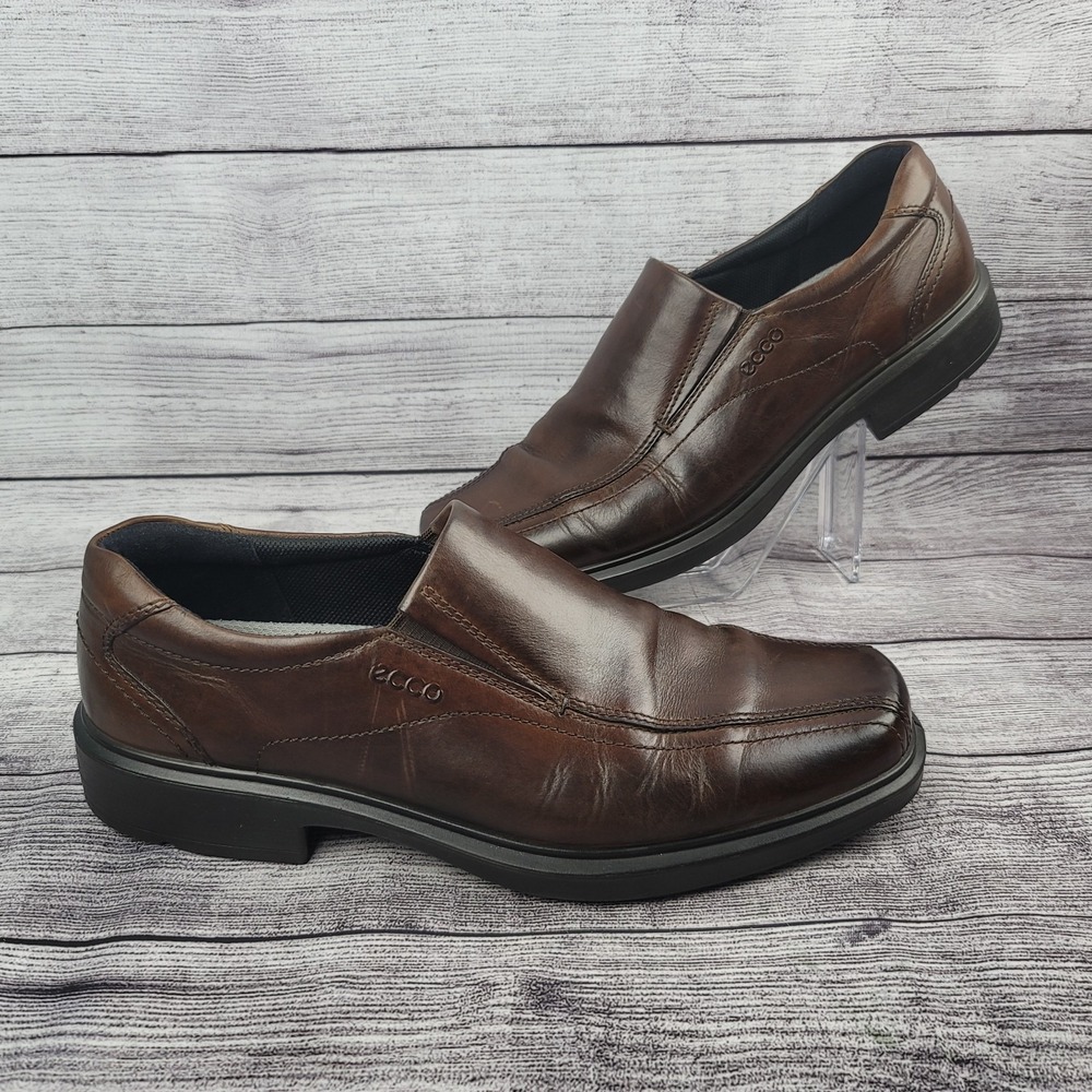 Ecco Loafers Men 45 EU 11-11.5 US Helsinki Shoes Brown Leather Slip on